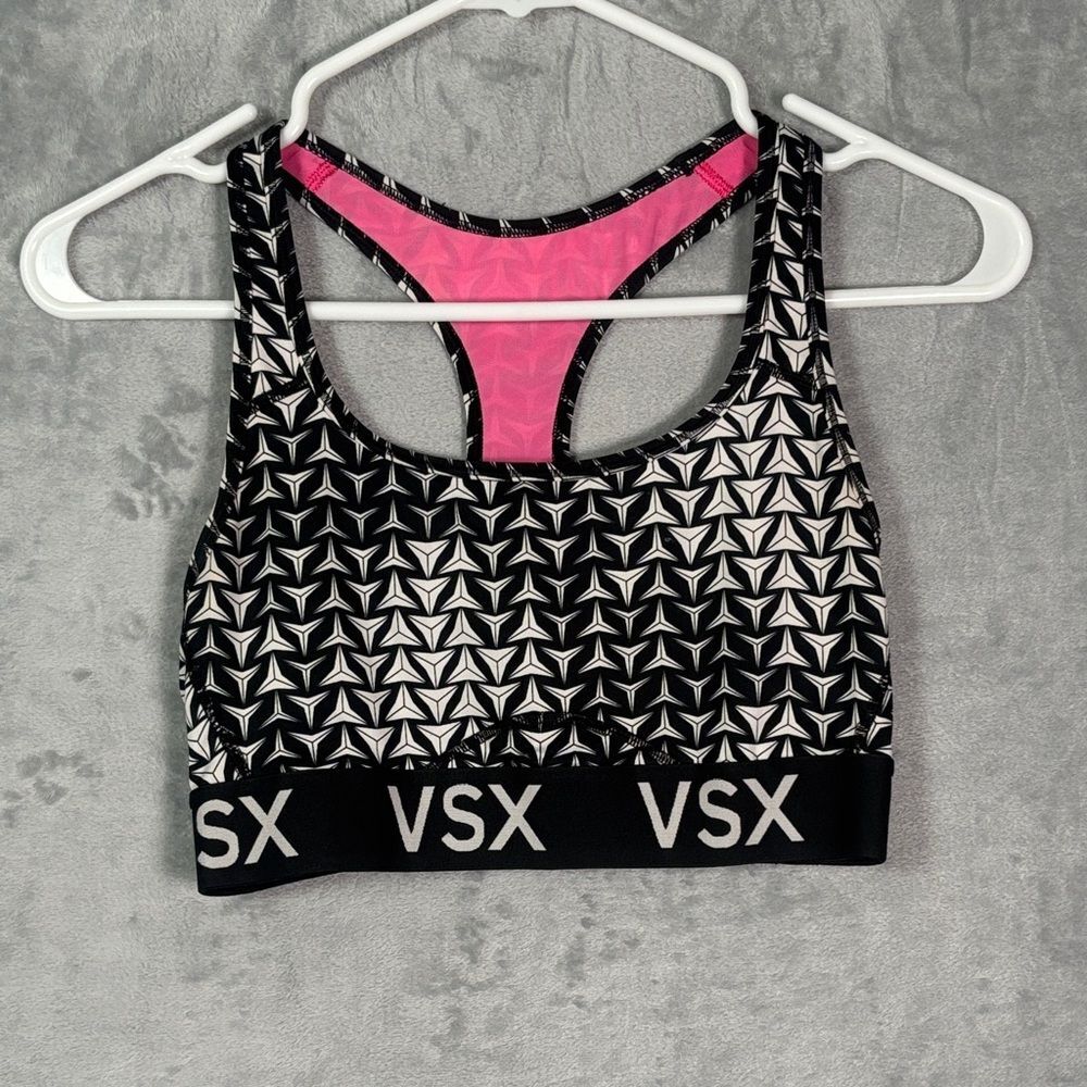 Victoria’s Secret VSX Black White Athletic Racerback Sports Bra Size Small